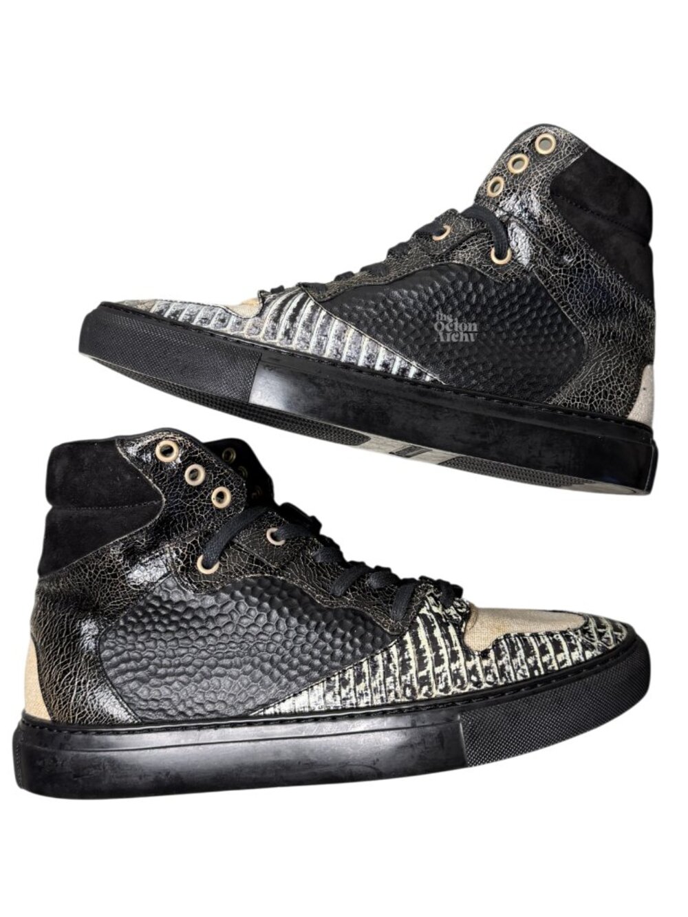 Vintage Balenciaga High Top Sneaker Black/Snakeskin Mismatched Sizes (40L & 41R) - Picture 8 of 14